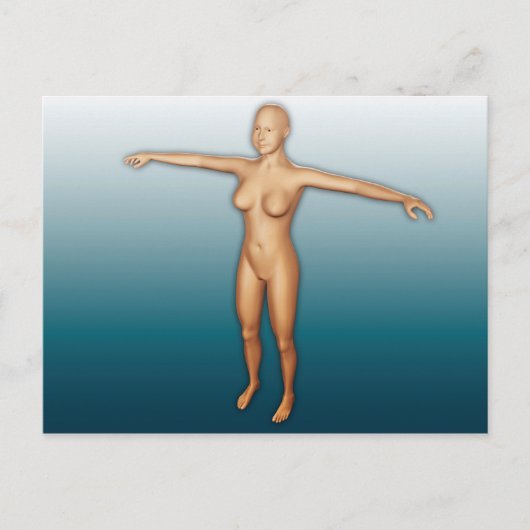 Weiblicher Körper mit ausgeweiteten Waffen Postkarte (Vorderseite)