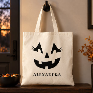 Weiblicher Kürbisname Halloween-Süßigkeit Tragetasche