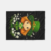 Weiblicher Leprechaun Shamrock Mädchen St Patricks Fleecedecke (Vorderseite (Horizontal))