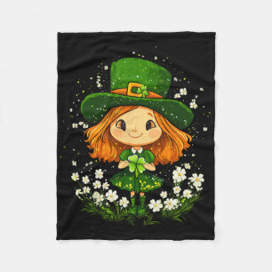 Weiblicher Leprechaun Shamrock Mädchen St Patricks Fleecedecke