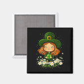 Weiblicher Leprechaun Shamrock Mädchen St Patricks Magnet (Vorderseite/Rückseite)