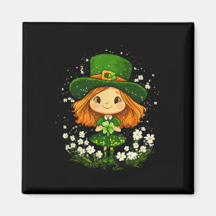 Weiblicher Leprechaun Shamrock Mädchen St Patricks Magnet