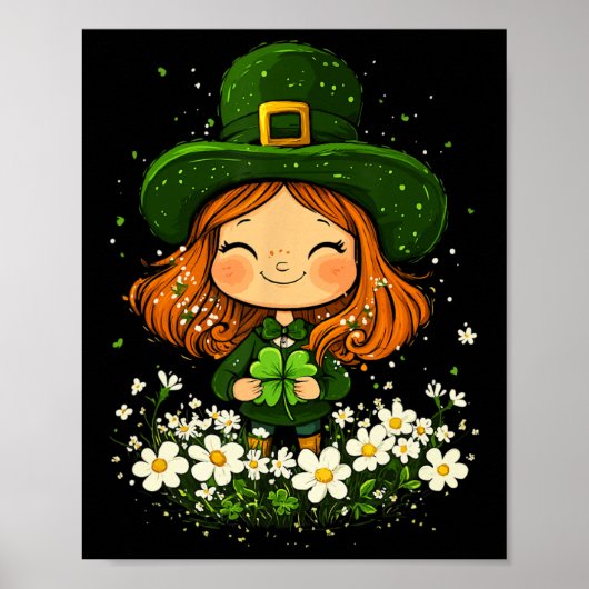 Weiblicher Leprechaun Shamrock Mädchen St Patricks Poster (Vorne)