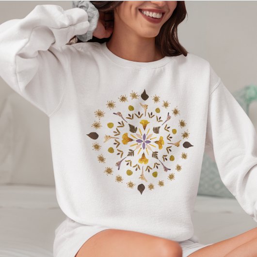 Weiblicher Mandela-Pressed-Flower Aus Originalkuns Sweatshirt