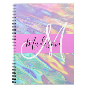 Weiblicher Pinker Holografischer Irisierender Mono Notizblock