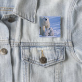 Weiblicher Polar-Bär Stehend mit 2 Cubs Button (Beispiel)