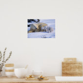 Weiblicher Polarbär mit 2 Coyscubs Poster (Küche)