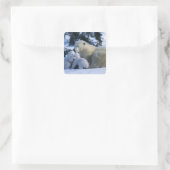 Weiblicher Polarbär mit 2 Naben Quadratischer Aufkleber (Tasche)