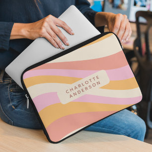 Weiblicher Retro-Vintage-Wellen-Abstrakter-Trendig Laptopschutzhülle