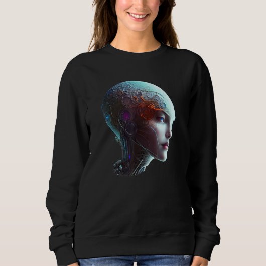 Weiblicher Roboter Sci-Fi-Cyborg Einzigartige futu Sweatshirt (Vorderseite)