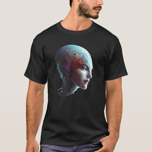 Weiblicher Roboter Sci-Fi Cyborg Einzigartige Zuku T-Shirt (Vorderseite)