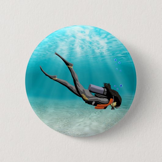 Weiblicher S.C.U.B.A. Taucher Button (Vorderseite)