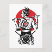 Weiblicher Samurai-Drache Rose – Japanischer Krieg Postkarte (Vorderseite)
