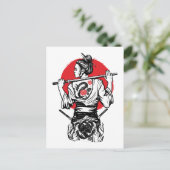 Weiblicher Samurai-Drache Rose – Japanischer Krieg Postkarte (Stehend Vorderseite)