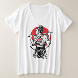 Weiblicher Samurai-Krieger – Dragon Rose Tattoo Ja Große Größe T-Shirt