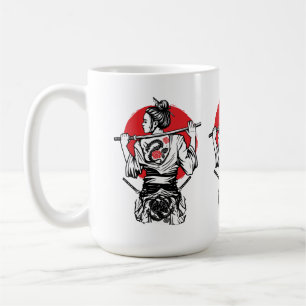 Weiblicher Samurai-Krieger – Dragon Rose Tattoo Ja Kaffeetasse