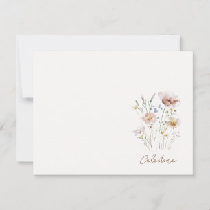 Weiblicher sanfter Wildblumen-Blumenname Mitteilungskarte