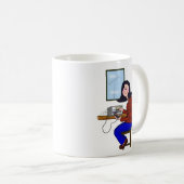 Weiblicher Schinken mit dem schwarzen Haar Kaffeetasse (VorderseiteRechts)