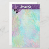 Weiblicher Schmetterlings-und Imitat-Glitzer Briefpapier (Vorne/Hinten)