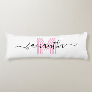 Weiblicher Signatur-Name Hellrosa Retro-Monogramm Seitenschläferkissen