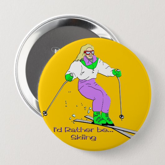 Weiblicher Skifahrer Button (Vorne & Hinten)