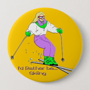 Weiblicher Skifahrer Button