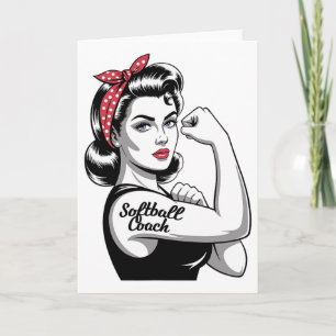 Weiblicher Softball-Trainer Rosie Riveter Team Bui Karte