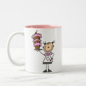 Weiblicher Strichmännchen-Bäcker Zweifarbige Tasse (Links)
