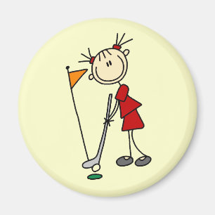 Weiblicher Strichmännchen-Golfspieler Magnet