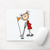 Weiblicher Strichmännchen-Golfspieler Mousepad (Mit Mouse)