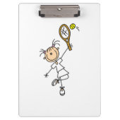 Weiblicher Strichmännchen-Tennis-Spieler Klemmbrett (Vorderseite)