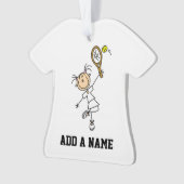 Weiblicher Strichmännchen-Tennis-Spieler Ornament (Vorderseite)