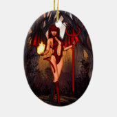 Weiblicher Teufel in Rot Keramik Ornament (Hinten)