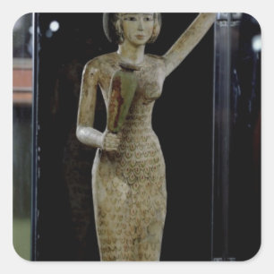 Weiblicher Träger der Angebote, die ein Wasser Quadratischer Aufkleber