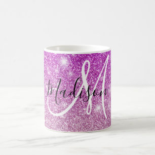 Weiblicher und Glamouröser lila Glitter Funkeln Mo Kaffeetasse
