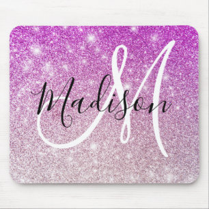Weiblicher und Glamouröser lila Glitter Funkeln Mo Mousepad