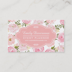 Weiblicher Vintage-Blumenstrauß Rosa Rosen Pfingst Visitenkarte