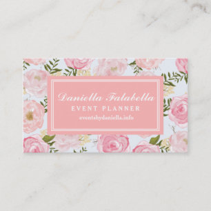 Weiblicher Vintage-Blumenstrauß Rosa Rosen Pfingst Visitenkarte