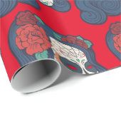 Weiblicher Zuckerschädel-große Rote Rosen Geschenkpapier (Rolleneckpunkt)