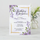 Weibliches Alter Geburtstag florales klassisches E Einladung (Stehend Vorderseite)