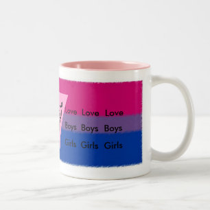 WEIBLICHES BI-FLAGGEN-ROSA-DREIECK ZWEIFARBIGE TASSE