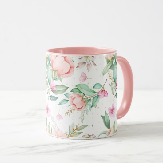 Weibliches Blumenmuster Tasse (VorderseiteRechts)