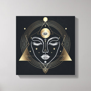 Weibliches Drittes Auge mit goldener Geometrie Leinwanddruck