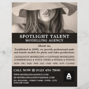 weibliches Hutmodel, Modelagentur, Modelagent Flyer