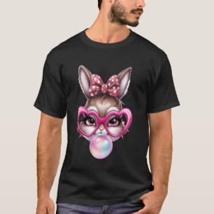 Weibliches Kaninchen mit Brille Bubblegum Mädchen T-Shirt