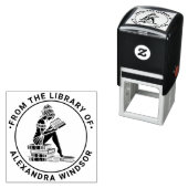 weibliches Lesen auf der Buchstapelbibliothek Na Permastempel (Beispiel)