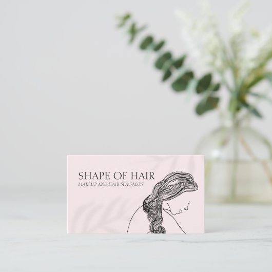 Weibliches Licht: Rosa Frau Friseurin Visitenkarte (Stehend Vorderseite)
