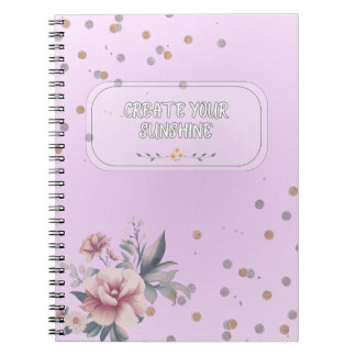 Weibliches lila Blumen-Spiralnotizbuch Notizblock