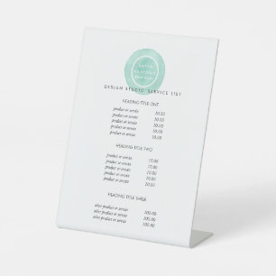 Weibliches Logo türkis Salon Price & Services Sockelschild