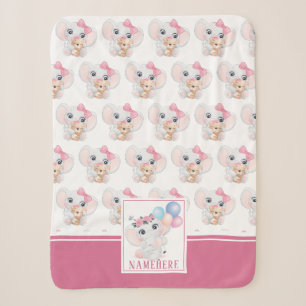 Weibliches Rosa-Elefant mit Schleife und Ballonmus Sherpadecke